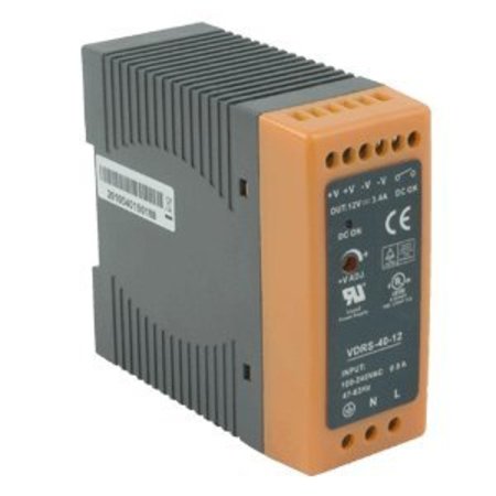 CUI INC AC to DC Power Supply, 88 to 264V AC, 24V DC, 40.8W, 1.7A, DIN Rail VDRS-40-24